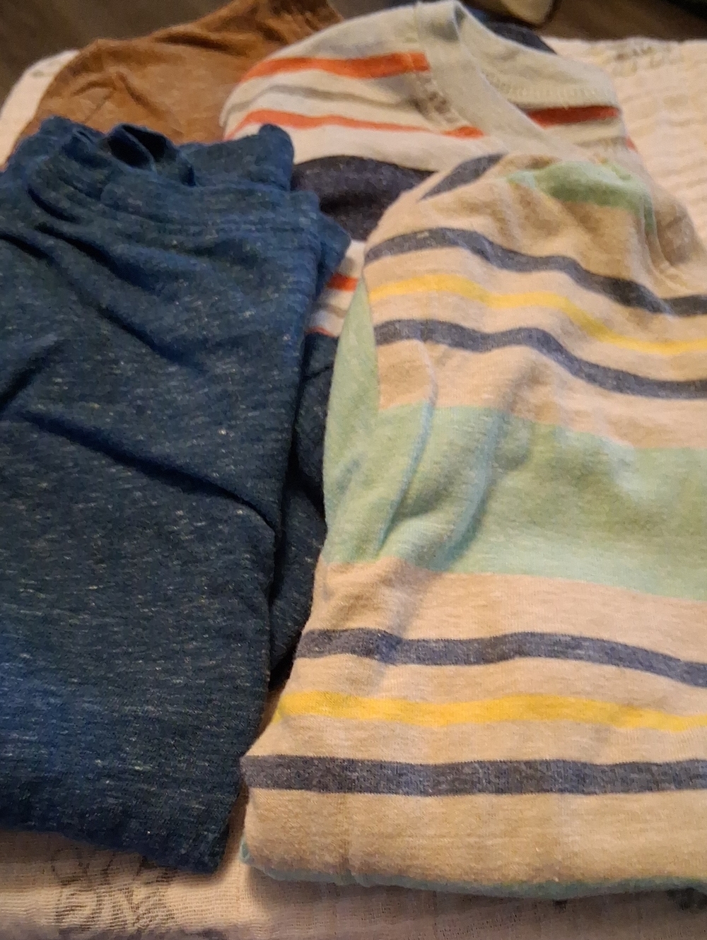 jumping beans Blue Heather & Multicolor Stripe Short-Sleeve Tee Set